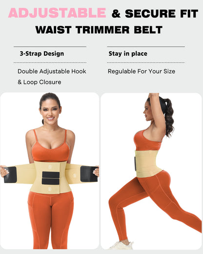 Waist Trainer for Women and Men Waist Cincher Trimmer Ab Belt with Triple Wrap