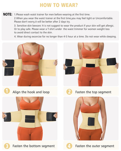 Waist Trainer for Women and Men Waist Cincher Trimmer Ab Belt with Triple Wrap